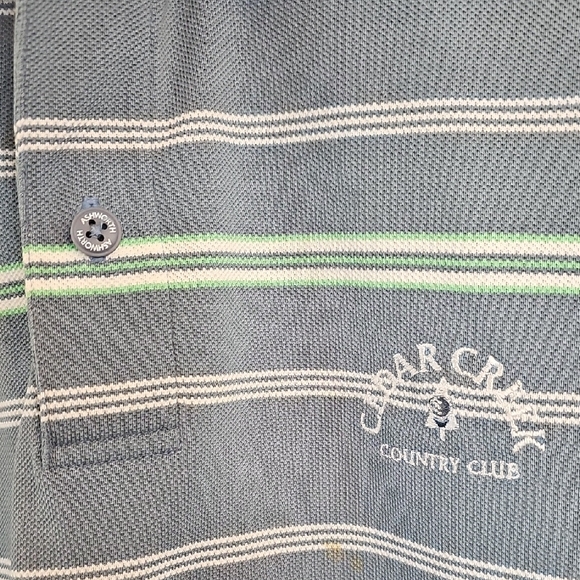 Ashworth Blue and White Striped Polo Shirt - Picture 3 of 4